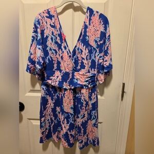 Lilly Pulitzer Large Pargi Skirted Romper Borealis Blue